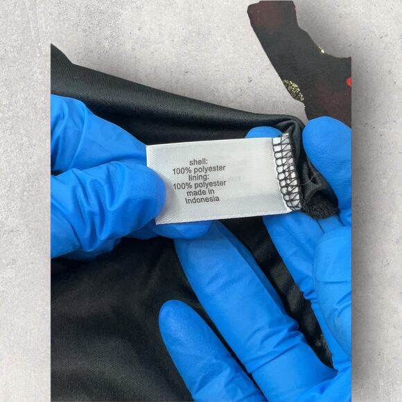 Lane Bryant Plus Size 14-16 Floral Metallic Peasant Blouse Sheer Ruffle Neck - Picture 6 of 6